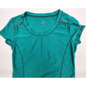 Athleta short sleeve Size S back zipper pocket T-Shirt running cycling Sportwear